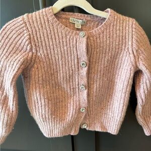 Crewcuts Blush Knit Cardigan with Gem Buttons